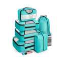 Veken 6 Set Packing Cubes for Kids & Toddler, Airplane Travel Essentials, Beach Vacation & Road Trip Suitcase Organizer Bags Set for Luggage Green Teal