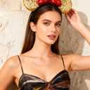 A Miaow 3D Bow Black Sequin Headband Colorful Glitter Butterfly Hair Clasp Park Supply Adults Women Photo Accessory Party Costume (Golden and Red) (Silver)