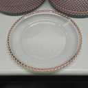 Hoolerry 50 Pack Clear Charger Plates Bulk 13 Inch Plastic Round Beaded Dinner Chargers Acrylic Frosted Grain Decorative Service Plates for Wedding Party Event, Home and Kitchen Tabletop (Rose Gold)