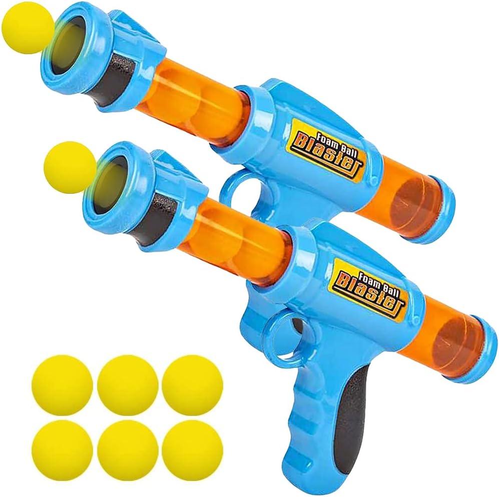 ArtCreativity Foam Ball Launcher Blasters Set of 2 - Air Powered Ball Shooters for Kids with 12 Soft Foam Balls, Safe Pop Guns for Boys & Girls, Fun Outdoor Play Toy Gift