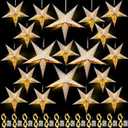 Hortsun 20 Set Christmas Paper Star Shape Lantern 2 Size 17.7 11.8 Christmas Hanging Ornaments Lights 3D Lampshade Hanging Decor with 20 LED Light for Xmas New Year(White)