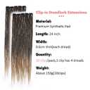 24 Inch Clip in Dreadlock Hair Extensions 10Clips 40 Strands Synthetic Handmade Soft Clip In Dreads Extensions for Women,1B/27