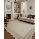 Loloi Chris Loves Julia Scottie Ivory/Grey 2'-0" x 5'-0" Accent Rug | SCO-01 Scalloped Approx. 2x5 Ivory / White Entryway Kitchen, Plush, Playful, Hand-Tufted, Neutral, Accent Rug