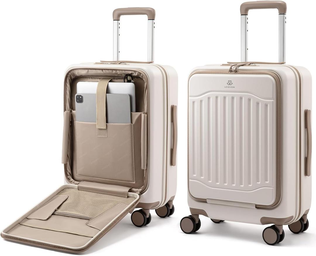 LOVEVOOK Carry on Luggage, PC Hard Shell Suitcases with wheels, 20-Inch Carry On Luggage with USB Port, Lightweight 6.9lb, Fits 15.6", 45L Capacity for Travel & Business, (1PC）
