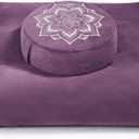 Meditation Cushion Set Zafu & Zabuton Buckwheat Hull & Memory Foam, Adjustable Floor Pillow for Yoga, Meditation & Sitting, Removable Velvet Cover (Purple)