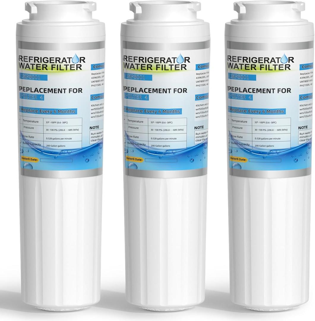 3 x WRF555SDFZ WRF535SWHZ WRX735SDHZ WRX735SDBM WRF555SDHV WRF535SWHV Water Filter Replacement for Whirlpool,Everydrop filter 4,Maytag UKF8001 MFI2269VEM,Kitchenaid krfc300ess by WXOXIMI