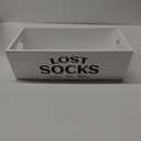 Blulu Lost Socks Basket Sign Farmhouse Laundry Room Decor and Accessories Lost Socks Bin Hanging Wall Storage Organization for Laundry Room Storage(White)