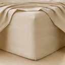 MooMee Fitted Bottom Sheet Only 100% Washed Cotton Linen Like Textured Breathable Durable Soft Comfy Deep Pocket Fits Mattress up to 17" (Almond Milk Grey, Queen)