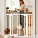Cumbor 30-43" Baby Gate for Doorways, Auto-Close Dog Gate, No-Drill, White