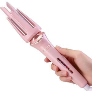 Automatic Hair Curler, 1.25 inch Double Grooves Auto Curling Iron, 3 Tempe, Beach Waves Rotating Curling Wand for Short & Long Hair Styling, Portable Hair Curler Dual Voltage & Lightweight for Travel