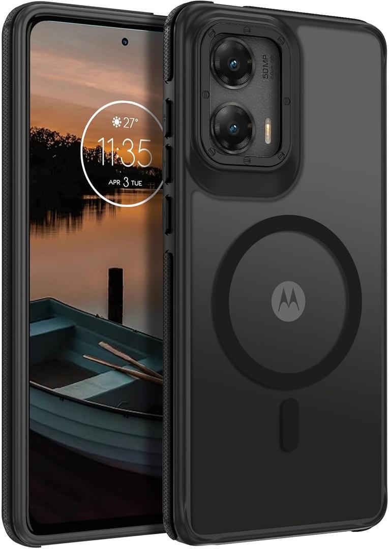 GUAGUA for Motorola Moto G Stylus 5G 2024 Case Compatible with MagSafe Magnetic Cases Slim Translucent Matte Back Anti-Scratch Protective Shockproof Phone Case for Moto G Stylus 5G 2024, Black