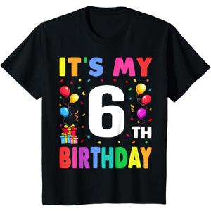 It's My 6th Birthday 6 Six Happy Birthday Boys or Girls T-Shirt, XS