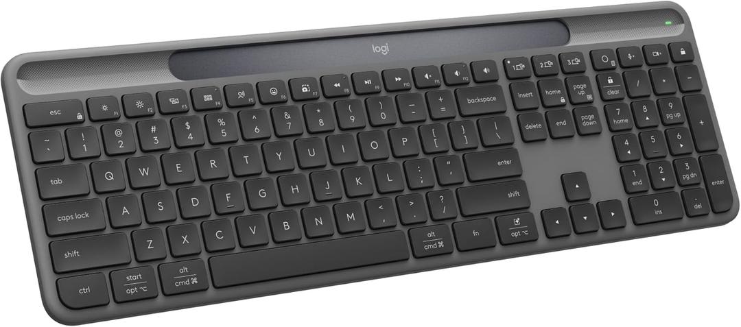 Logitech Signature Slim Solar+ Wireless Bluetooth Keyboard K980, Solar and Artificial Light Powered, Up to 10 Years Battery Life, Customizable Keys - Graphite
