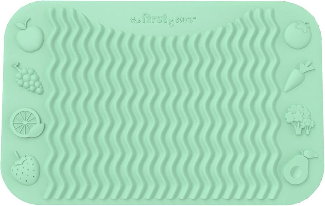 The First Years SenseAbles Finger Foods Placemat  Silicone Feeding Mat for Baby High Chairs or Table - Dishwasher Safe  Mint (1 Count (Pack of 1))