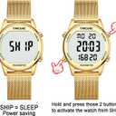 Women's Step Counter Pedometer Watch with Stainless Steel Bracelet, Stylish Design, No App, No Charging Needed for Step, Calorie, Distance, Alarm, Countdown TimerTU-2401