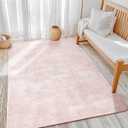 LIANLAM Washable 3x5 Entry Rugs for Entryway Kitchen Bathroom Door Mat Indoor Entrance - Stain Resistant Non-Slip Backing Low Pile Pink Rug, Durable & Ultra- Farmhouse Decor(3x5, Pink)