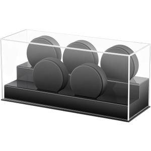 Acrylic Hockey Puck Display Case Clear Holder Holds 5 Pucks Hockey Puck Stand Showcase for Autographed Memorabilia(Acrylic,5 Pucks)