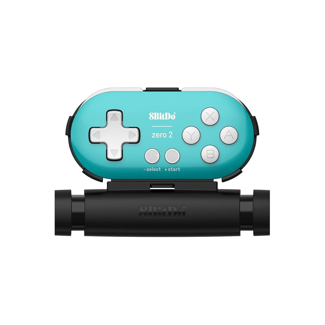 8Bitdo Zero 2 Bluetooth Gamepad Keychain Sized Mini Controller with Mobile Clip for Switch, Windows, Android (Turquoise Edition)