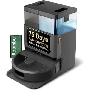 iRobot Roomba Plus 505 Combo Robot Vacuum & Mop with AutoWash Dock - Extending Spinning Mop Pads, Self-Empties, Pad Wash & Heated Drying, Self-cleaning, Recognizes & Avoids Obstacles, LiDAR Navigation (Black)