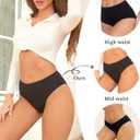 FINETOO Womens Underwear Cotton Cheeky Bikini Mid Rise Stretch Ladies Panties Soft Breathable Underwear Women Pack 5 (Black, L)