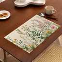 Wildflowers Placemats Set of 6,Floral Vintage Washable Linen Table Mats for Kitchen Dining,Indoor Outdoor Decor,12 x 18 Inches