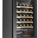 MOLINGDUN Wine Fridge, 33 Bottles Freestanding Wine Cooler, Intelligent Compressor, Frost Free, Glass Door, 41-64 Adjustable Digital Temperature Control, for Red, White, Champagne or Sparkling Wine (Black)