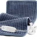 VAAGHANM Heating Pad: 33 x 17 Inches Electric Heating Pad for Back -Extra Large Heat Pad for Shoulder/Neck/Knee/Arms - Upgraded 6 Timer & 6 Temperature Controller -Auto Shut Off (Grey Blue)