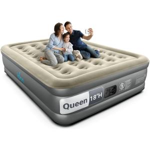 iDOO Air Mattress Queen with Built in Pump, 18 Raised Comfort Blow up Mattress, Inflatable Mattress for Home and Guest Bed, Upgraded Four Chamber Portable Air Bed, Colchon Inflable, 650 lbs Max