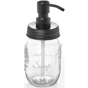 Mason Jar Soap and/or Lotion Dispenser with Gloss Black Dispenser Pump and Non Slip Coaster for Hand Sanitizer, Liquid Soap or Hand/Body Lotion (Gloss Black, Single 16oz)2 Packs