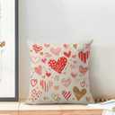 Valentines Pillow Covers 20x20 Inch 2 Pcs, Red Golden Love Heart Decorative Throw Pillows for Couch, Valentine's Day Anniversary Outdoor Decor Pillowcase Linen Cushion Cover for Bed Sofa
