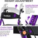 BlessReach Lightweight Foldable Rollator Walkers with Seat for Seniors, 350 lb Capacity, 5-Position Adjustable Height, Premium Hybrid Rolling Walker - Aluminum and Carbon Steel (Purple)