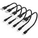 6 inch iPhone Charge Cable Short, 0.5ft 5Pack USB to Lightning Cord for Fast Charging Stations Compatible with Apple iPhone 12 11 Pro Max Xs 8 7 6 5 Plus, iPad Air/Mini (Black)