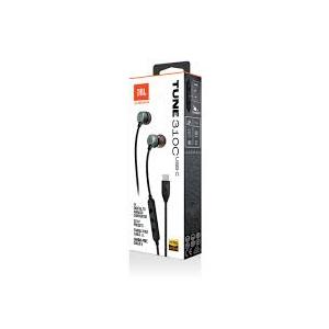JBL Tune 310C - Wired Hi-Res in-Ear Headphones, Tangle-Free Flat Cable, 3-Button Remote with Microphone (Black)
