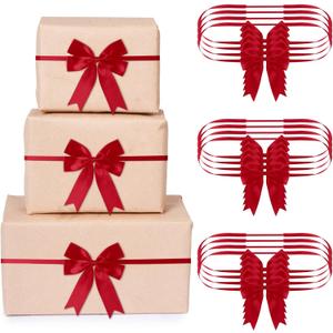 Jetec 24 Pieces Christmas Elastic Bows for Gift Boxes Stretch Loops with Bows Christmas Elastic Ribbon Crafts for Boxes Gift Wrapping(16-20 Inch,Burgundy)