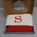 Christmas Stockings with Initials,20 Inches Large Knit Embroidered Letter Red White Christmas Stocking,Monogram Christmas Stocking for Famliy Holiday and Xmas Tree Fireplace (Letter S)