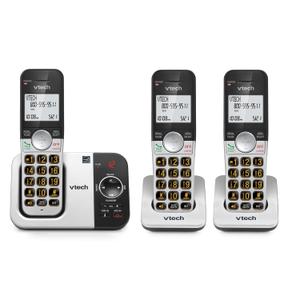 VTech 3-Handset Cordless Phone with Answering Machine, with Large Display and Big Buttons Caller ID, Full-Duplex Speakerphone, Last 10 Number Redial, Easy to use VG232-3
