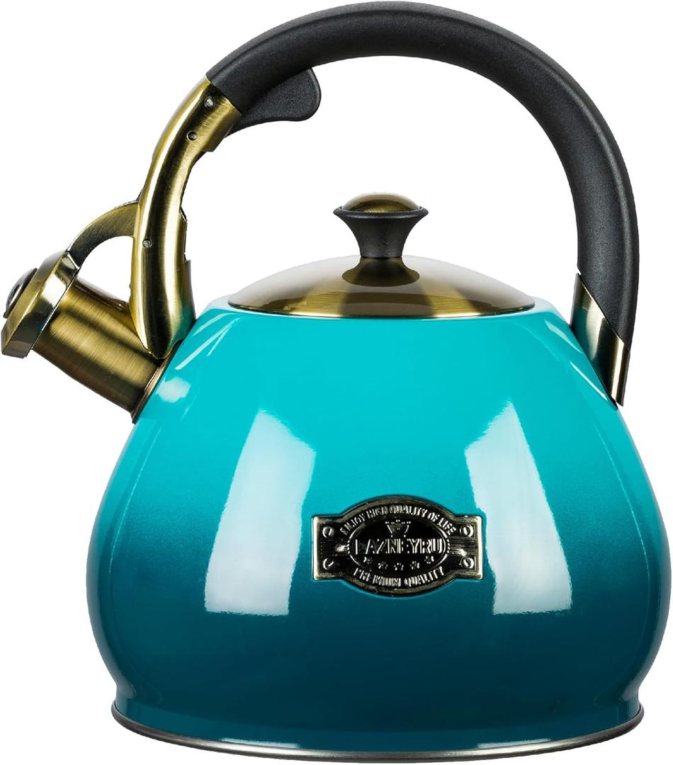 Tea Kettle Stovetop Whistling Kettle Teapot, 3Quart Tea Pot Stainless Steel Teakettle for Stove Top with Heat Proof Ergonomic Handle (Blue)