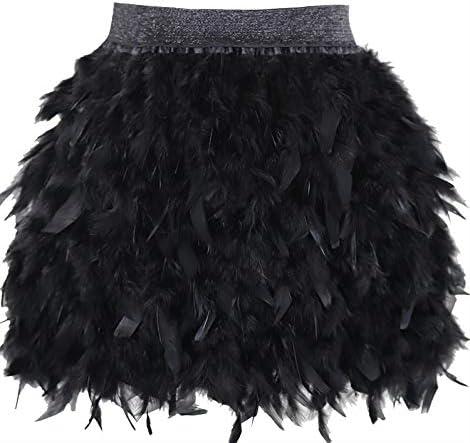 L'VOW Women's Sexy Mid Waist Mini A-line Feather Skirt for Party Wedding Halloween, XL