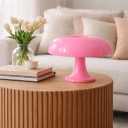 Pink Mushroom Lamp, Mid Century Modern Table Lamp for Bedroom, Minimalist Mushroom Decor Bedside Small Lamps, 2700K(Bulb Included, Plug Powered)