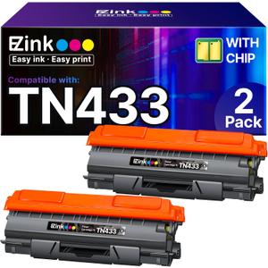 E-Z Ink Compatible Toner Cartridge Replacement for Brother TN-433 TN433 TN433bk TN431 Compatible with HL-L8260CDW HL-L8360CDW MFC-L8610CDW MFC-L8900CDW (2 Pack, Black)