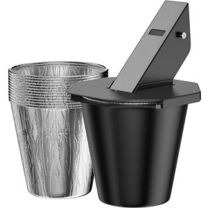 Upgraded Grease with Lid & 12PCS Liners, Grease Catcher for Smoker Drip , Compatible with Traeger, Pit Boss, Z Grills, Recteq and More - Grease for Pellet Grill