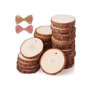 Fuyit Wood Slices 30 Pcs 2.0-2.4 Inches Craft Wood kit Unfinished Predrilled Tree Slices with Hole, Wooden Circles for Arts and Crafts Christmas Ornaments DIY Crafts
