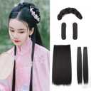 Synthetic Chinese Traditional Hanfu Wig Hair Bun Retro Black Chignon Fake Ancient Chinese Hair Suit Bun Princess Cosplay (Color : 1B/27HL)