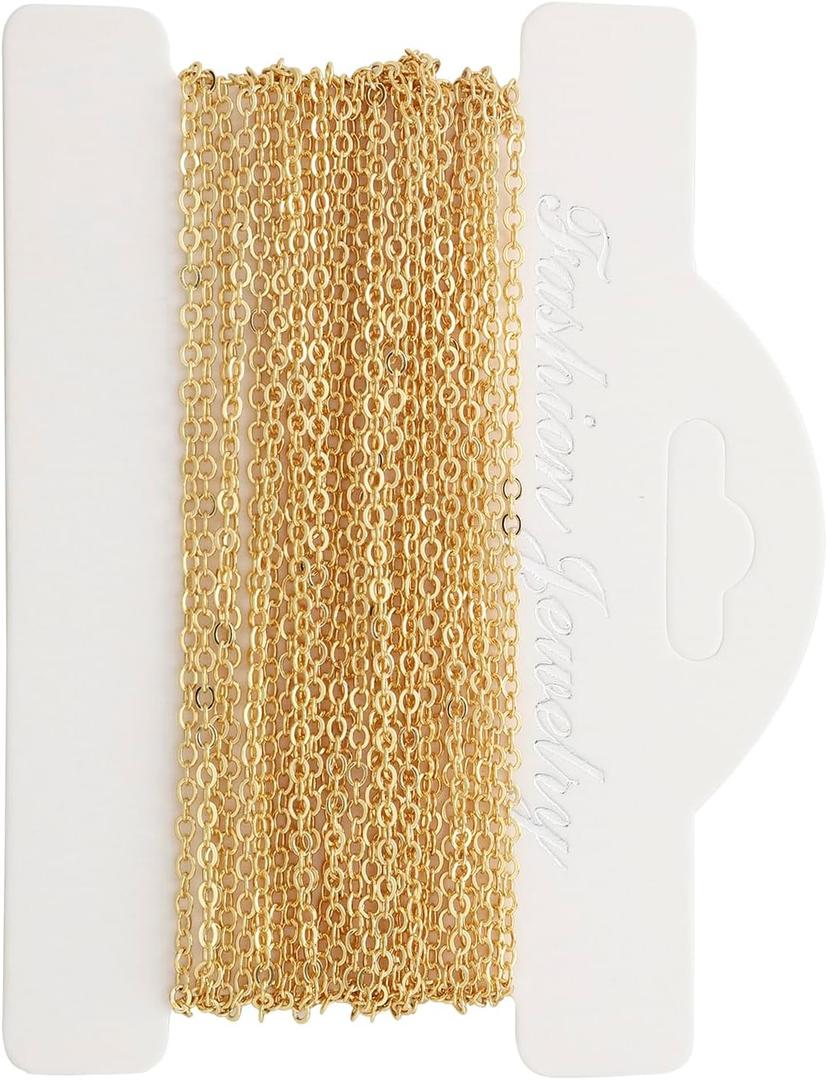 16.4 Feet Necklace Chains for Jewelry Making, Gold Plated Solid Brass Bulk for DIY Necklace Pendant Extender Link Supplies