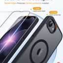 FNTCASE for iPhone 17e Case: iPhone 16e Phone Case [Compatible with Magsafe] Translucent Matte Cases with [Screen Protector] Military Grade Shockproof Protective Phone Cover - Black