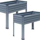 DIIYIV 2PCS Galvanized Raised Garden Bed with Legs,2PCS 481830in Elevated Planter Box for Backyard,Outdoor Garden, Patio, Balcony, 300lb Capacity,Grey