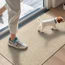 LEKEEPGO Door Mat 17"x29", Non Slip Door Mat Indoor Entrance, Rubber Backing Indoor Door mats Washable Absorbent Low-Profile Doormat Front Entryway Entry Resist Dirt Inside Door Mats, Khaki