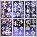 AOWDIAO Glitter Snowflake Window Clings – 9 Sheets Xmas Glass Stickers, Large Double-Sided Christmas Window Decorations for Winter Wonderland Decor 2Pack