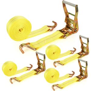 4 Pack 2 Inch Ratchet Straps Heavy Duty 20ft Tie Down Straps Ratchet with Double J Hook, 10000 LBS Break Strength, Cargo Ratchet Straps for Moving, Truck, Trailers, Motorcycles, Kayaks, Car Roof