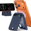 Magnetic Wallet for iPhone - Mag-Safe Wallet Lightweight Magnetic Phone Stand Adjustable Leather Card Holder for iPhone 17/16/15/14/13/12 Series, Not for Mini (Dark Blue)